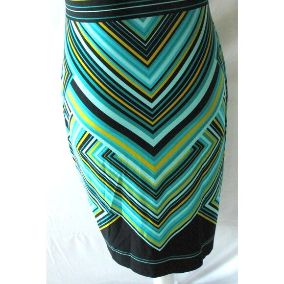 Dana Buchman Women's Green & Black Striped Short Stretch Pull Over Dress Size 8 - Picture 7 of 10